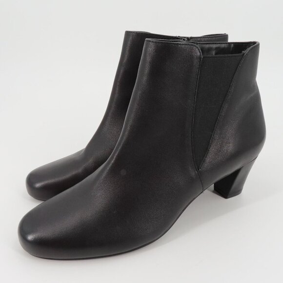 David Tate Womens 11 M Solid Black Leather Upper Ankle Boots Booties Zippered - Picture 12 of 12